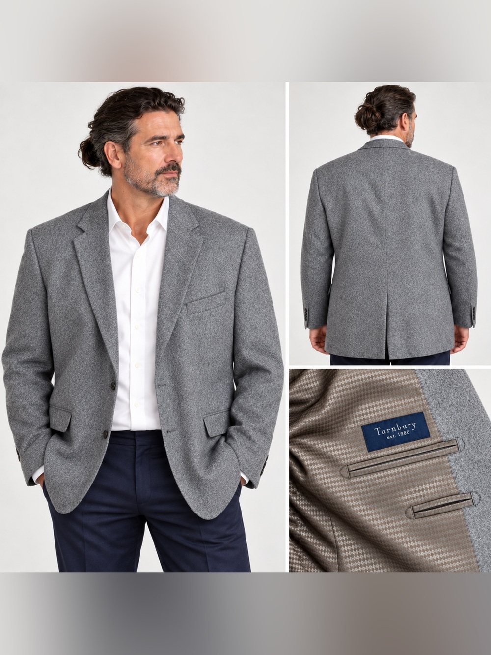 Turnbury Men’s 54R 100% Camel Hair Gray Blazer Sport Coat Luxury Classic